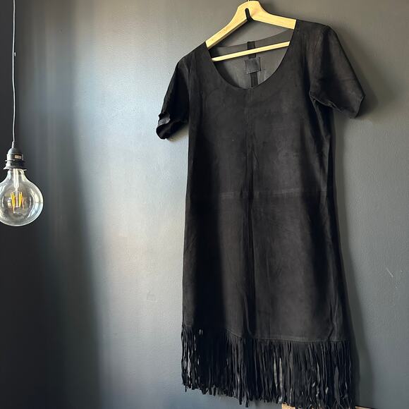RtA Lamb Suede Leather Black Fringe Dress Size XS - Picture 11 of 12
